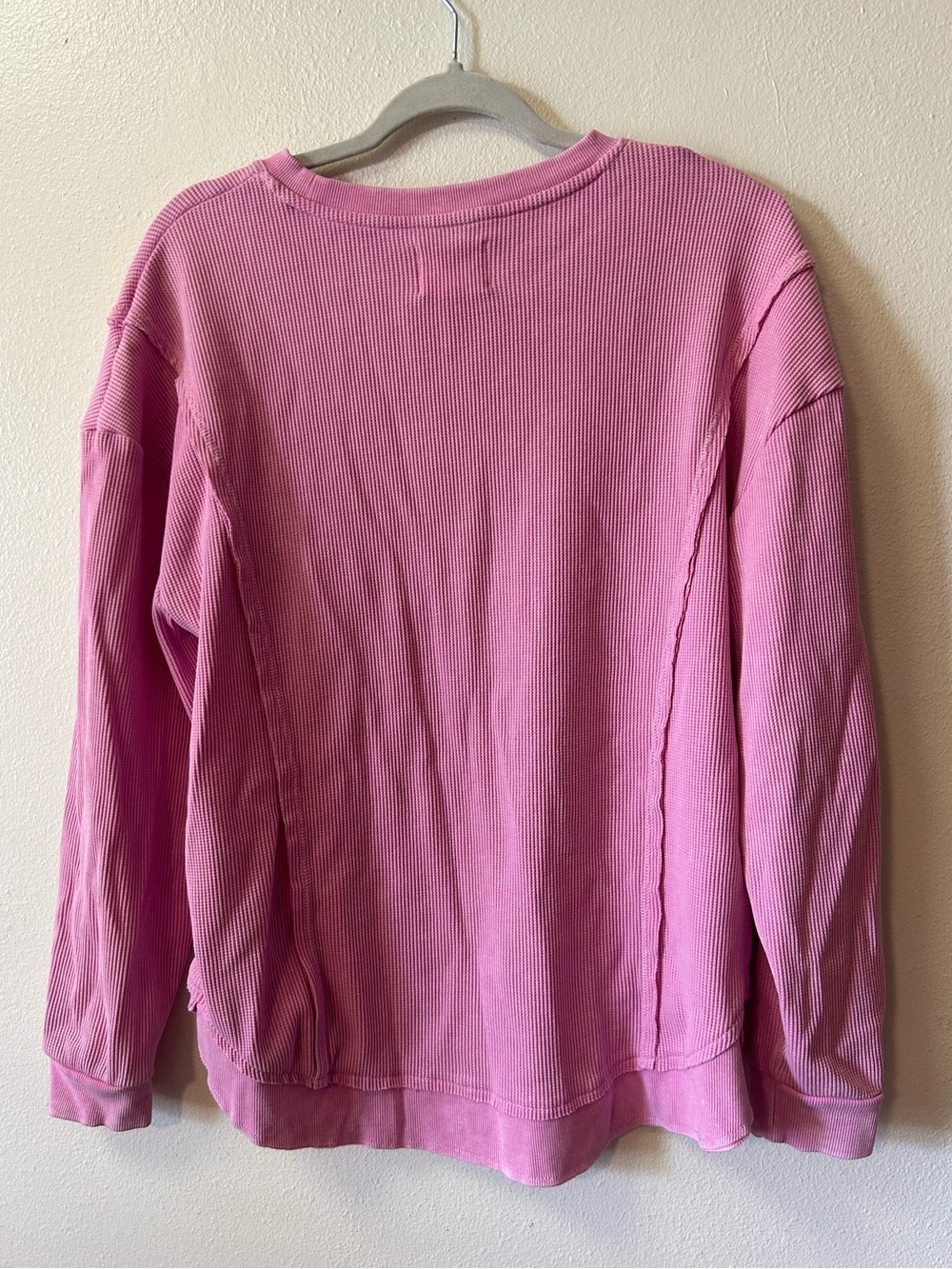 Sunnyside by Sundry pink waffle knit crewneck top - Picture 8 of 8